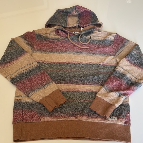 Quiksilver cotton blend hoodie Striped  with Earth Tones - Picture 1 of 15